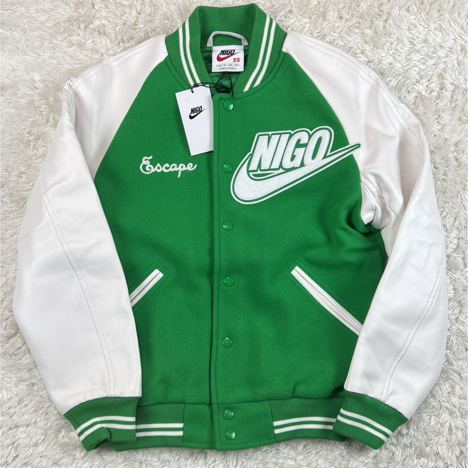 New Nike Nigo Nrg Varsity Jacket Mens Sz Xs Xsmall Scape Green Fv5670 310 $650